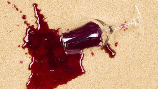 Wine glass spill on carpet